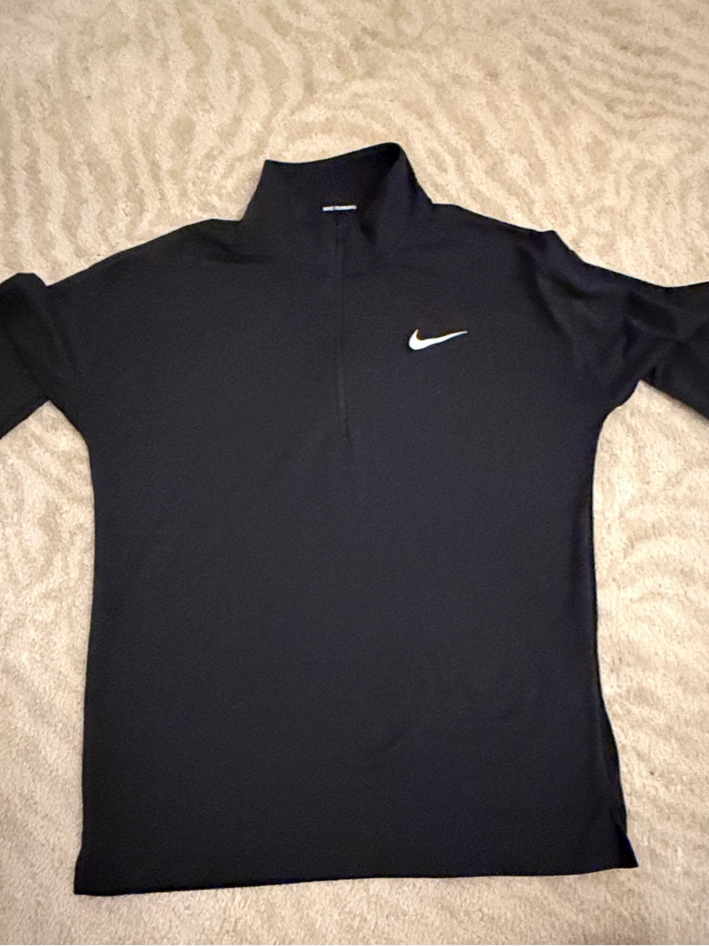 Nike Black Half-Zip Performance Pullover with White Swoosh